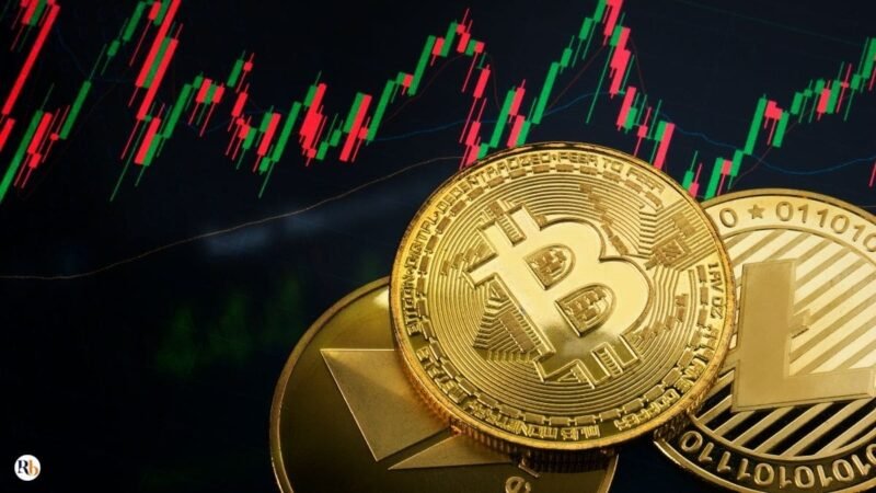 Bitcoin funciona no day trade com análise gráfica, mostrando gráfico de candles e volatilidade do mercado de criptomoedas.